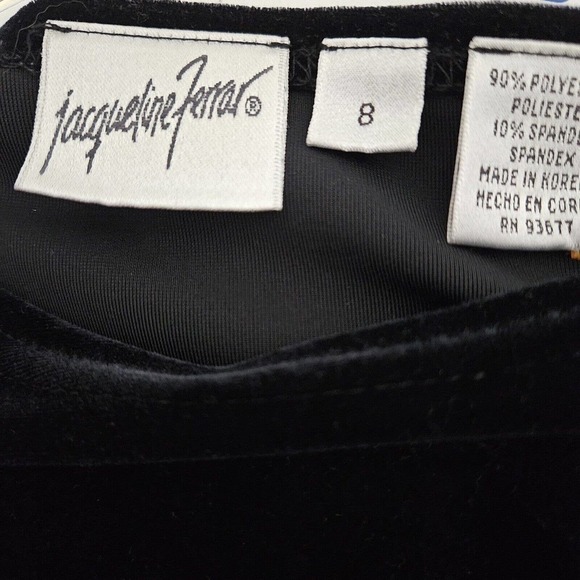 Jacqueline Ferrari Black Velvet Dress Size 8 Stretch Holiday Cocktail Elegant - Picture 5 of 6